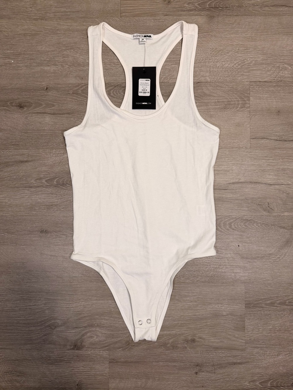 Fashion Nova Kids White Ribbed Racerback Bodysuit